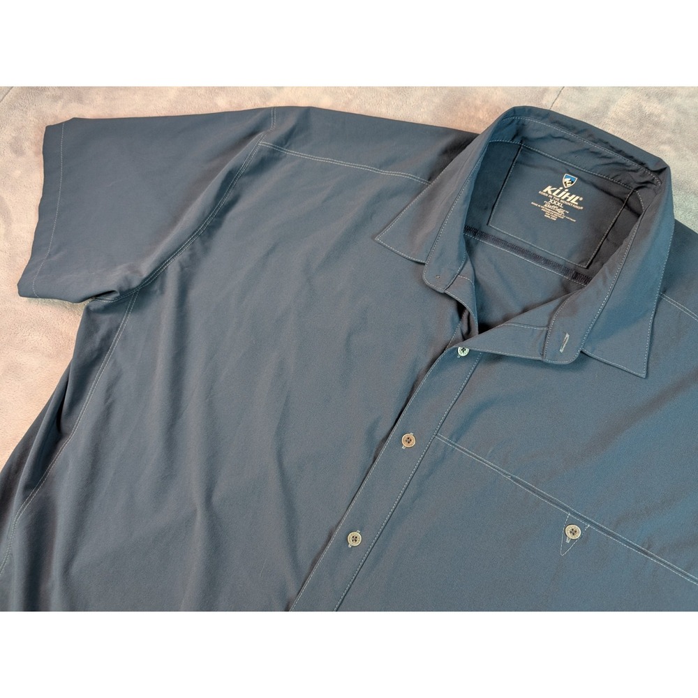 KUHL Tufflex Men's Blue Renegade UPF30 Short Sleeve Button Up Sz XXXL/3XL